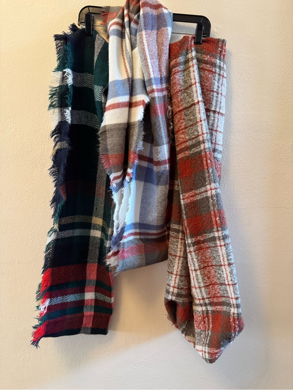 Lot of 3 Cozy Plaid Blanket Infinity Scarves – Fall/Winter Tartan Collection
